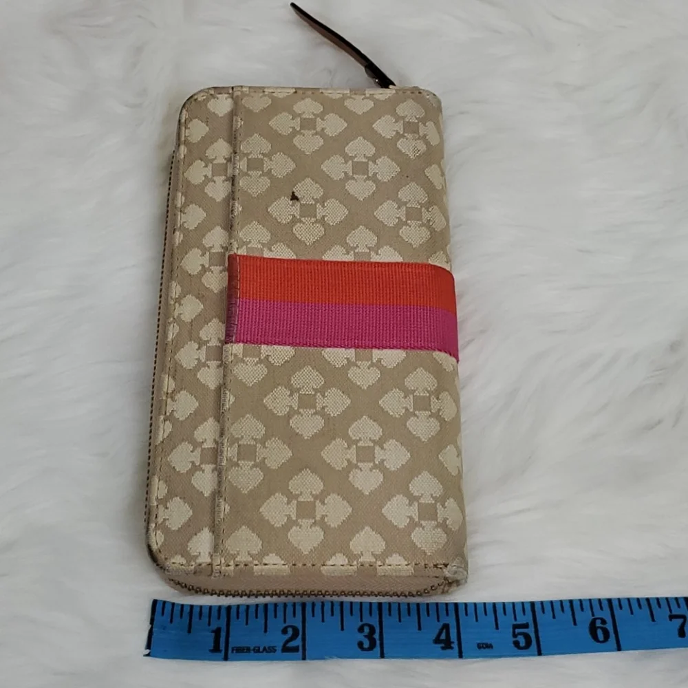 Kate Spade New York, Canvas Wallet, Zipper Closure, Pre-Owned, Spots, Non-Smokin